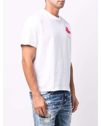 T-shirt à col rond imprimé blanc DSQUARED2