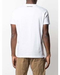 T-shirt à col rond imprimé blanc DSQUARED2