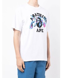 T-shirt à col rond imprimé blanc A Bathing Ape