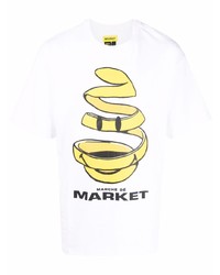 T-shirt à col rond imprimé blanc MARKET