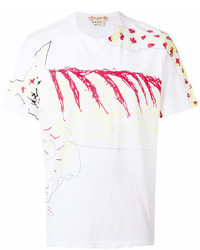 T-shirt à col rond imprimé blanc Marni