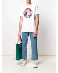 T-shirt à col rond imprimé blanc Valentino