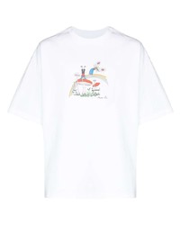 T-shirt à col rond imprimé blanc Martine Rose