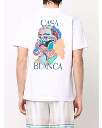 T-shirt à col rond imprimé blanc Casablanca