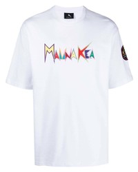 T-shirt à col rond imprimé blanc Mauna Kea