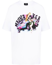T-shirt à col rond imprimé blanc Mauna Kea