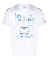 T-shirt à col rond imprimé blanc MC2 Saint Barth