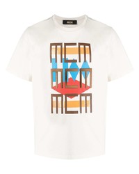 T-shirt à col rond imprimé blanc MCM