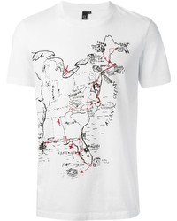 T-shirt à col rond imprimé blanc McQ by Alexander McQueen