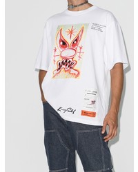 T-shirt à col rond imprimé blanc Heron Preston