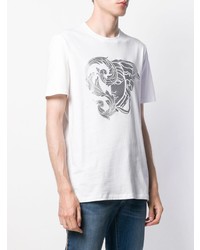 T-shirt à col rond imprimé blanc Versace Collection