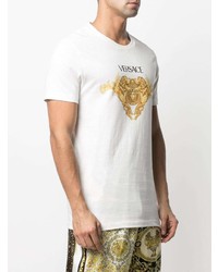 T-shirt à col rond imprimé blanc Versace