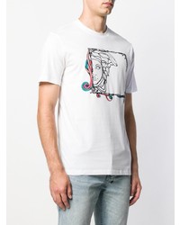 T-shirt à col rond imprimé blanc Versace Collection