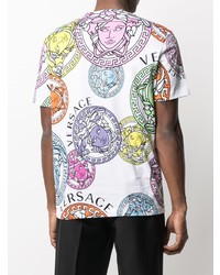 T-shirt à col rond imprimé blanc Versace