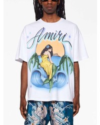 T-shirt à col rond imprimé blanc Amiri