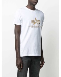 T-shirt à col rond imprimé blanc Alpha Industries