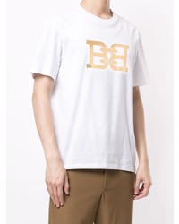 T-shirt à col rond imprimé blanc Bally