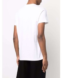 T-shirt à col rond imprimé blanc Balmain