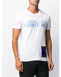 T-shirt à col rond imprimé blanc VERSACE JEANS COUTURE