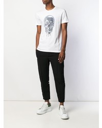 T-shirt à col rond imprimé blanc Alexander McQueen