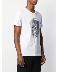 T-shirt à col rond imprimé blanc Alexander McQueen