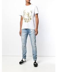 T-shirt à col rond imprimé blanc Versace Jeans
