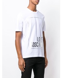 T-shirt à col rond imprimé blanc Love Moschino