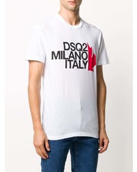 T-shirt à col rond imprimé blanc DSQUARED2