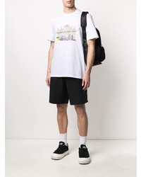 T-shirt à col rond imprimé blanc MSGM