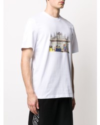 T-shirt à col rond imprimé blanc MSGM