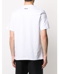 T-shirt à col rond imprimé blanc MSGM