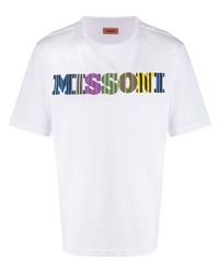 T-shirt à col rond imprimé blanc Missoni