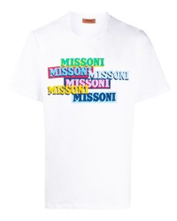 T-shirt à col rond imprimé blanc Missoni