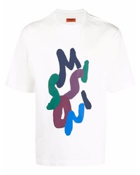 T-shirt à col rond imprimé blanc Missoni