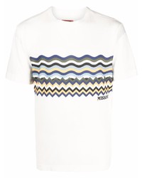 T-shirt à col rond imprimé blanc Missoni