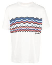 T-shirt à col rond imprimé blanc Missoni