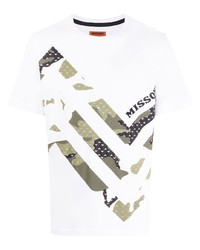 T-shirt à col rond imprimé blanc Missoni