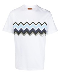 T-shirt à col rond imprimé blanc Missoni