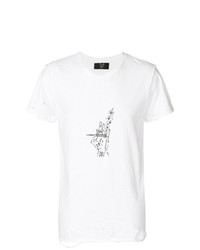 T-shirt à col rond imprimé blanc Mjb