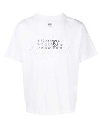 T-shirt à col rond imprimé blanc MM6 MAISON MARGIELA