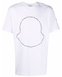 T-shirt à col rond imprimé blanc Moncler