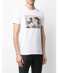 T-shirt à col rond imprimé blanc PS Paul Smith