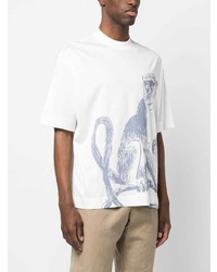 T-shirt à col rond imprimé blanc Emporio Armani