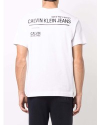 T-shirt à col rond imprimé blanc Calvin Klein Jeans