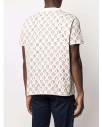 T-shirt à col rond imprimé blanc Trussardi