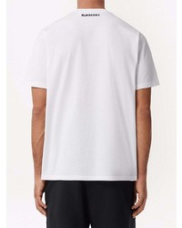 T-shirt à col rond imprimé blanc Burberry