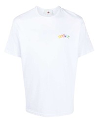 T-shirt à col rond imprimé blanc Moorer