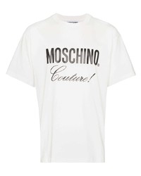 T-shirt à col rond imprimé blanc Moschino