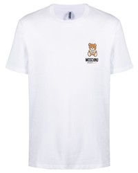 T-shirt à col rond imprimé blanc Moschino