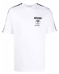 T-shirt à col rond imprimé blanc Moschino